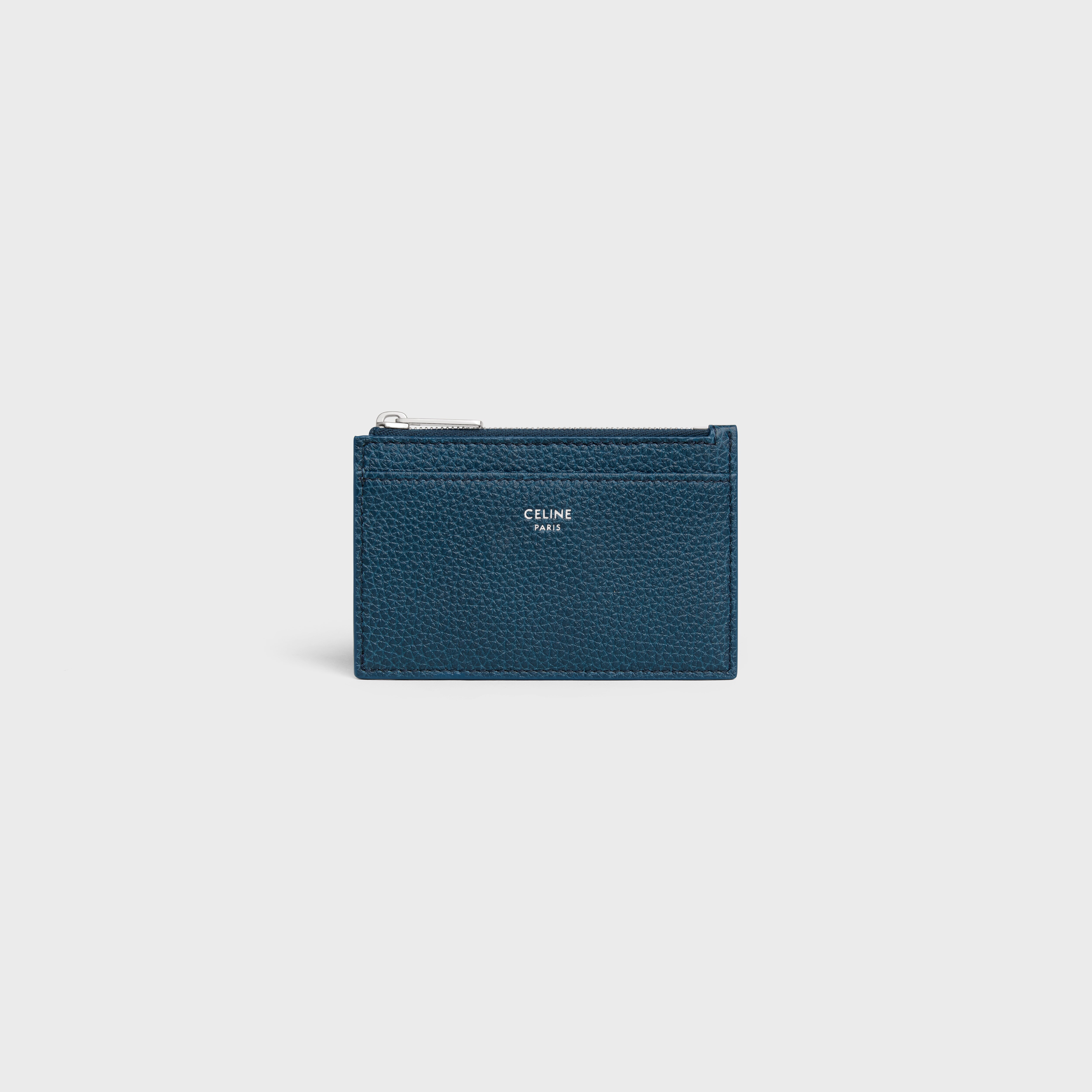 CC CARD HOLDER 19.5 EMERALD GRAINED CALFSKIN GOLD ICON